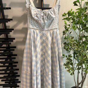 Chiarina Blue Gingham Midi Sundress